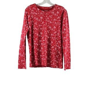 Columbia Sportswear Red Nature Women's Long Sleeve Shirt Top Pullover Large 040